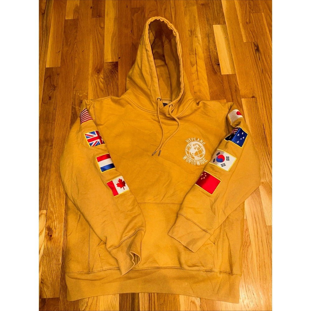Hypland Flags Hoodie Yellow Sz Large‎ 100 % Authentic